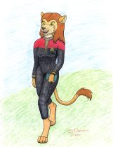 caitian1-colour.jpg by Bernard Doove (Chakat Goldfur)