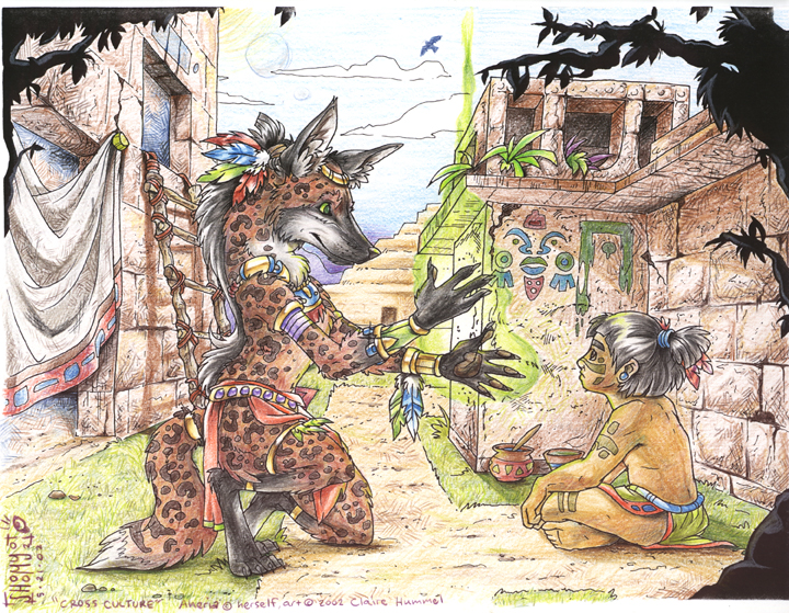6 hours + far too much time & patience + 23 prismacolours = a far too detailed art trade... For Aheria, an online friend... aheriacc.jpg - 2002-05-22