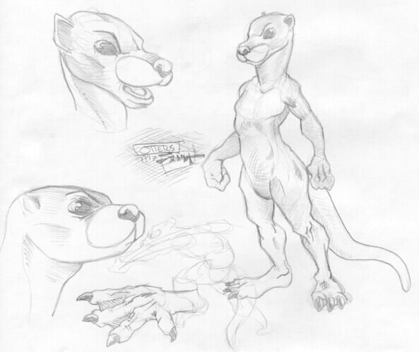 Just some sketches I did of some otters. Just to see if I could. I think they turned out okay, I'm not sure if they look exactly like otters but if anybody out there knows something about otters that I don't lemme in on it.
