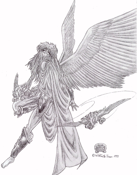 One of our very few angel characters. She's a rabbit with two 'pet' mechanical birds (Yeah, I dunno why an angel wants 'bots either...I'm just wierd). Strangely, I'm havin' a lot of trouble thinking of a name for this one. Got suggestion, pleeze send! brad sullivan vintage furry art archive 1998